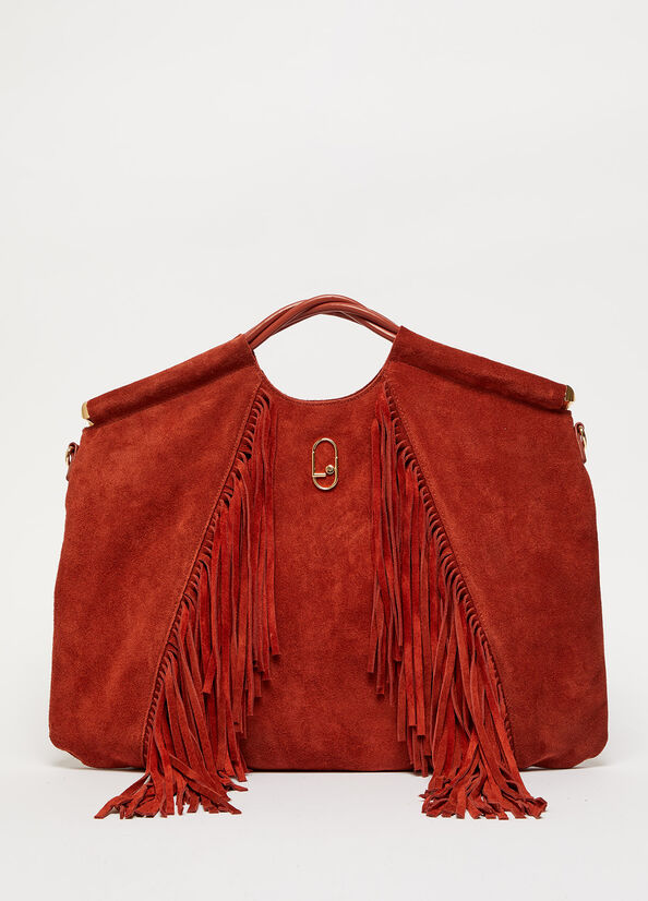 Borse A Mano Liu Jo LeatherWith Fringes Donna Rosse | PNJ-691075