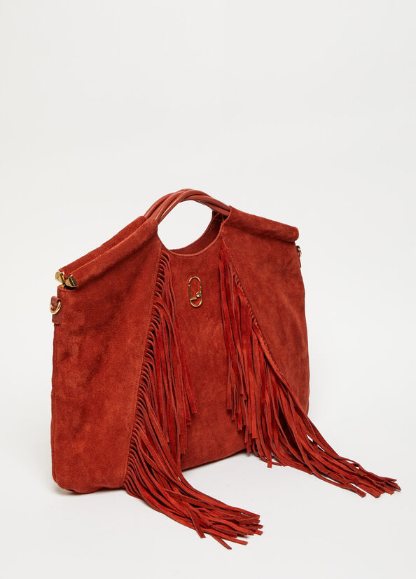 Borse A Mano Liu Jo LeatherWith Fringes Donna Rosse | PNJ-691075