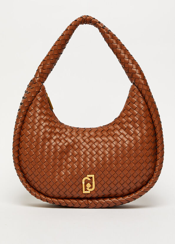 Borse A Tracolla Liu Jo Braided With Logo Donna Marroni | BRM-894720