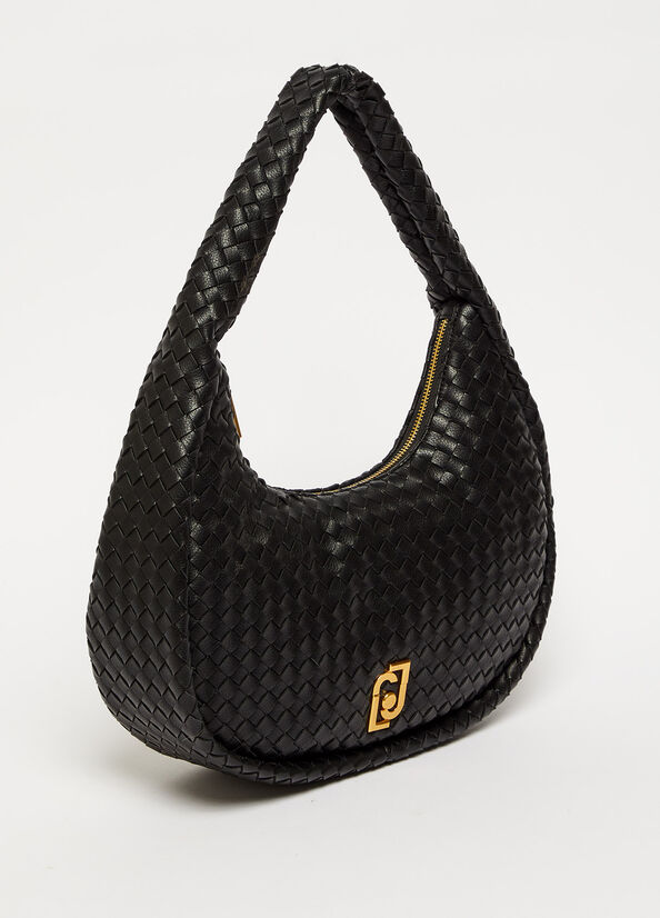 Borse A Tracolla Liu Jo Braided With Logo Donna Nere | ULA-702358