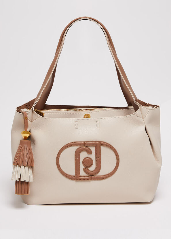 Borse A Tracolla Liu Jo With Logo Donna Beige | FEG-830741