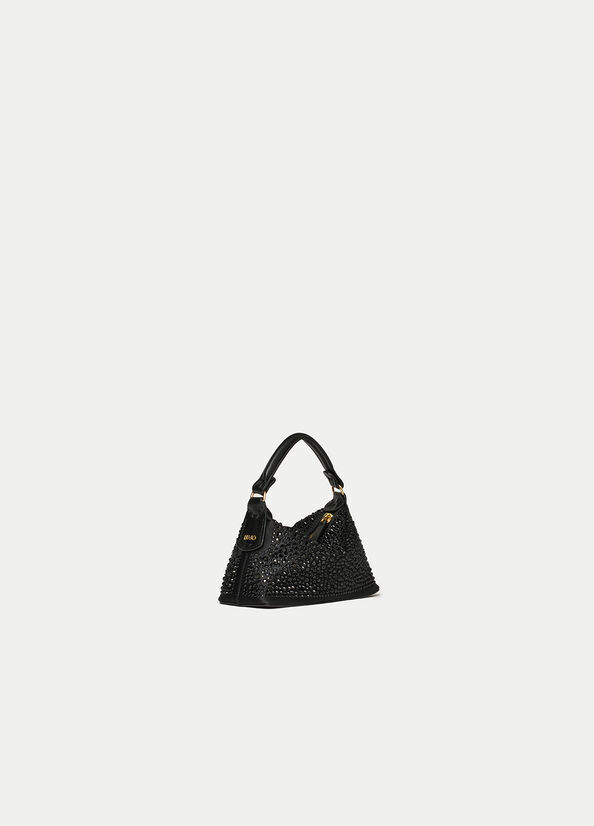 Borse Crossbody Liu Jo Micro Hobo With Gemstones Donna Nere | LEO-031985