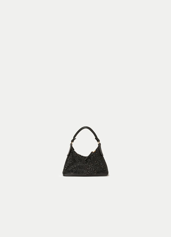 Borse Crossbody Liu Jo Micro Hobo With Gemstones Donna Nere | LEO-031985