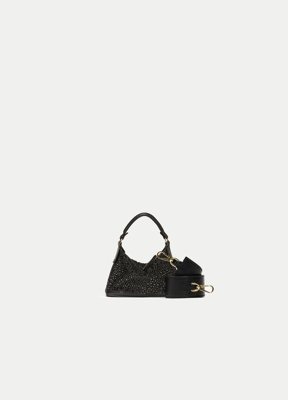 Borse Crossbody Liu Jo Micro Hobo With Gemstones Donna Nere | LEO-031985