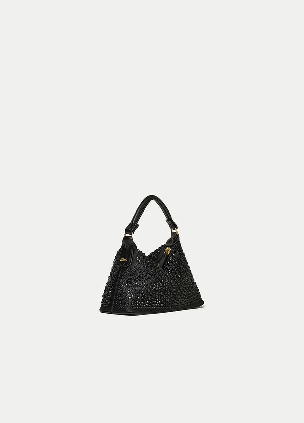 Borse Crossbody Liu Jo Mini Hobo With Gemstones Donna Nere | VPC-451693