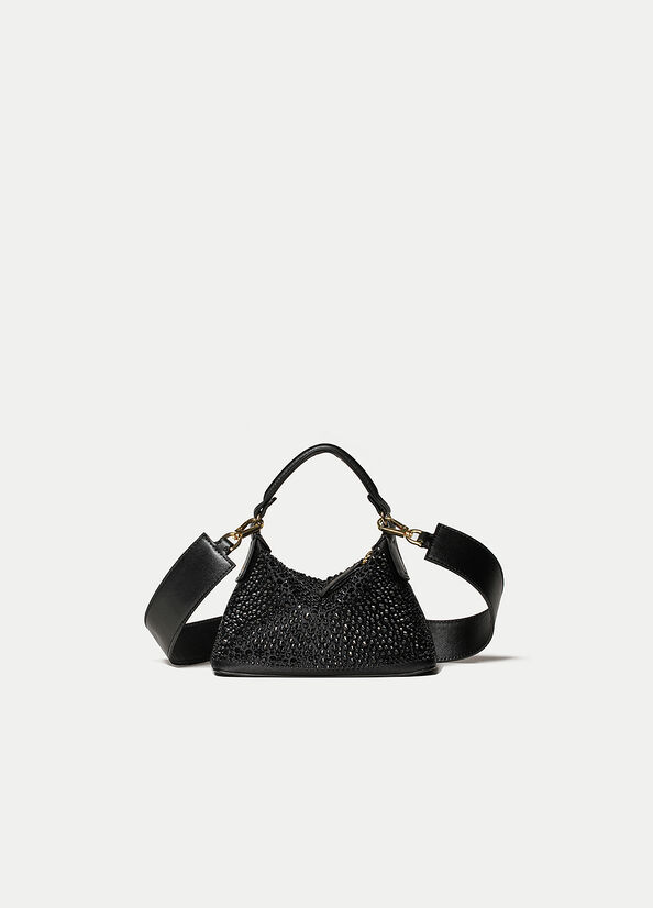 Borse Crossbody Liu Jo Mini Hobo With Gemstones Donna Nere | VPC-451693