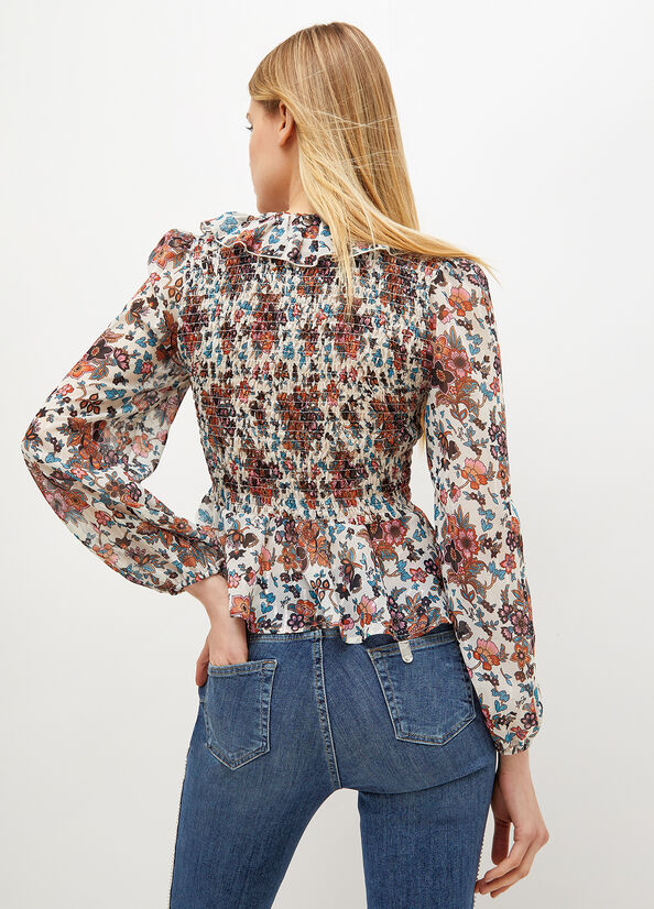 Camicie Liu Jo Floral Georgette Blouse Donna Bianche | SEL-273564