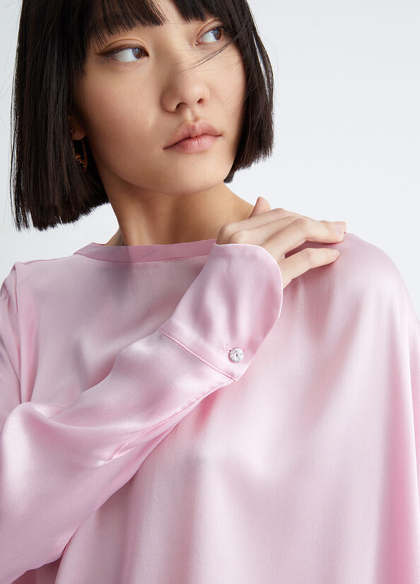 Camicie Liu Jo Silk Blend Blouse Donna Rosa | BEN-695240