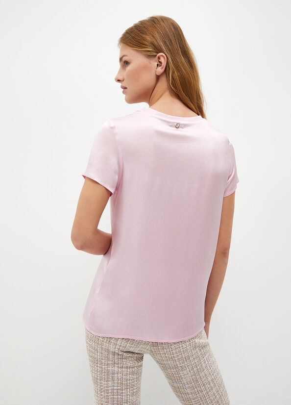 Camicie Liu Jo Silk Blend Blouse Donna Rosa | LVY-750482