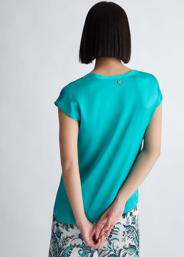 Camicie Liu Jo Silk Blend Blouse Donna Verde Acqua Chiaro | UOW-705618