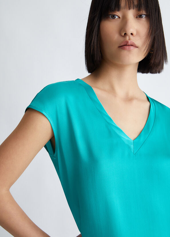 Camicie Liu Jo Silk Blend Blouse Donna Verde Acqua Chiaro | UOW-705618