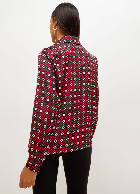 Camicie Liu Jo With Geometric Print Donna Rosse | OTH-189754