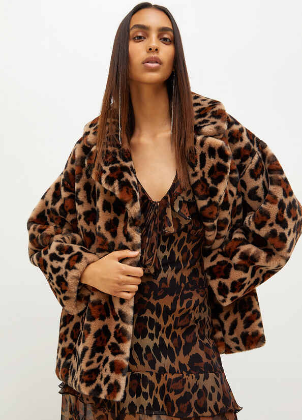 Cappotti Liu Jo Animal Print In Sintetica Fur Donna Marroni | JVT-314572