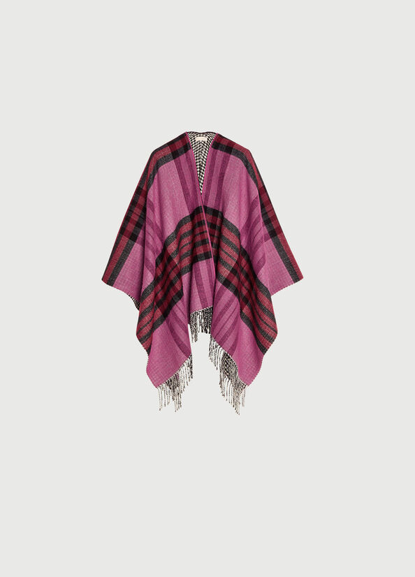 Cappotti Liu Jo Check And Houndstooth Poncho Donna Fucsia | FMR-570932