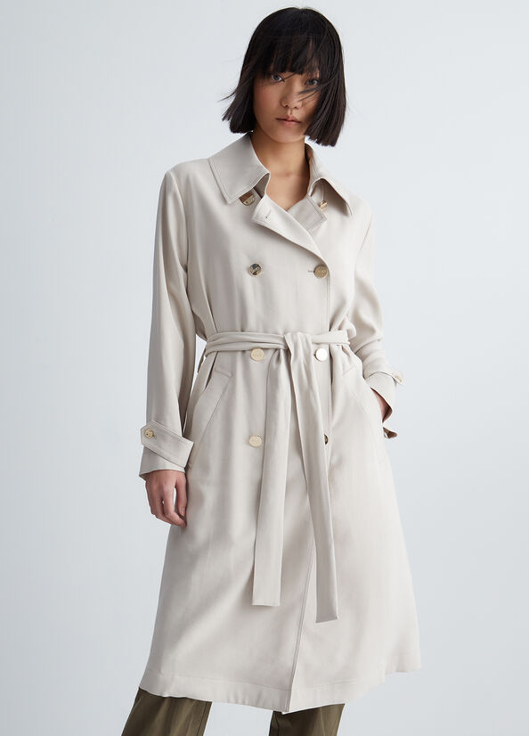 Cappotti Liu Jo Double-Breasted Trench Donna Beige | UJA-519268