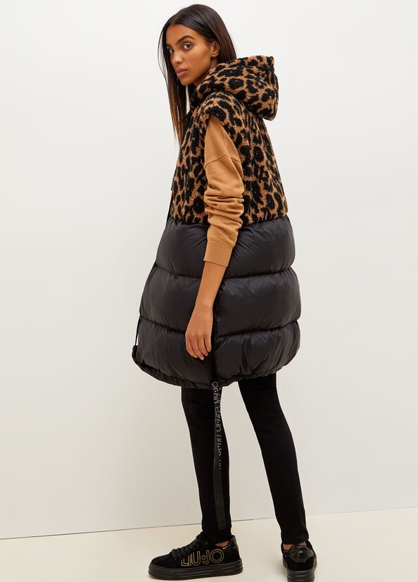 Cappotti Liu Jo Imbottito Gilet With Animal Print Donna Marroni | MXN-216834