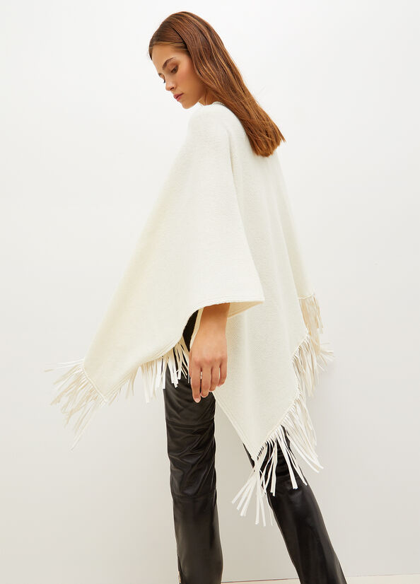 Cappotti Liu Jo Poncho With Fringes Donna Crema | RIH-839607