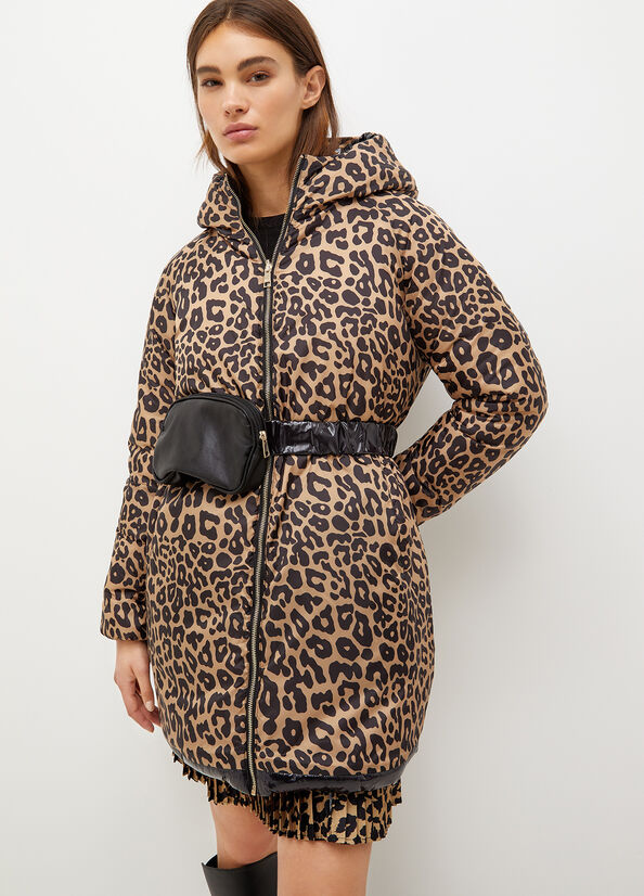 Cappotti Liu Jo Reversible With Hood Donna Nere Leopardate | EJW-706829