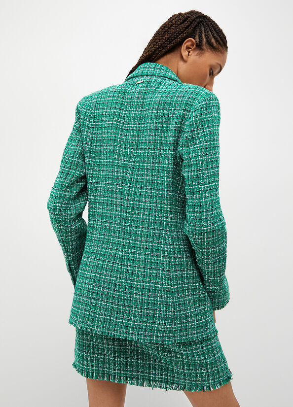 Giacca Liu Jo Checked Bouclé Blazer Donna Verdi | KRM-825349