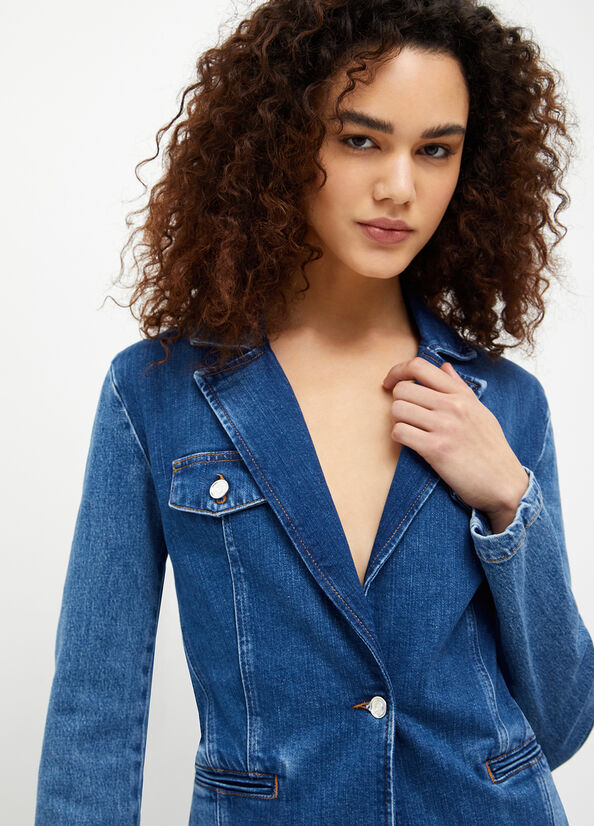 Giacca Liu Jo Denim Blazer Donna Blu | WJY-741856