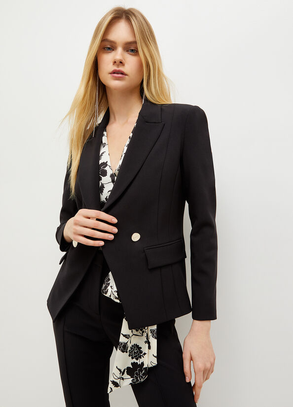 Giacca Liu Jo Double-Breasted Stretch Blazer Donna Nere | PRH-249160