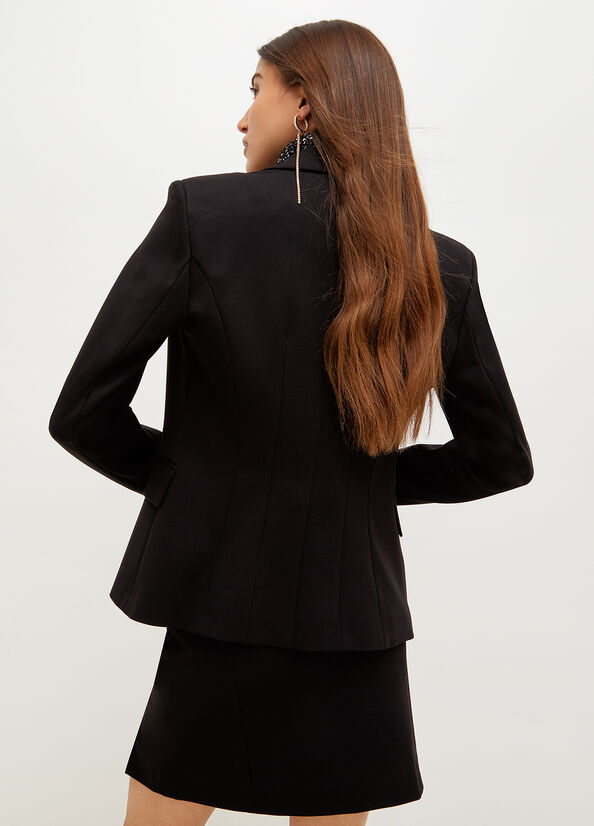 Giacca Liu Jo Double-Breasted Stretch Blazer Donna Nere | XZU-350297