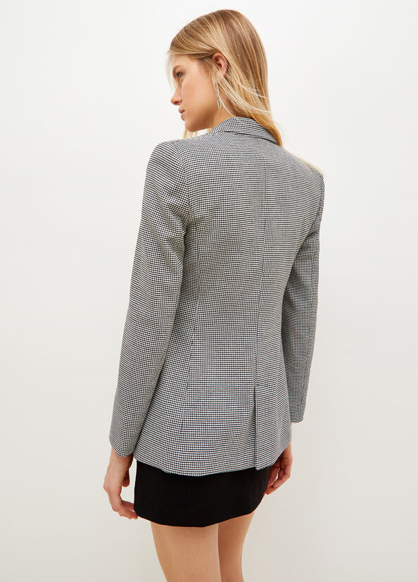 Giacca Liu Jo Eco-Friendly Houndstooth Blazer Donna Bianche Nere | WVO-156780