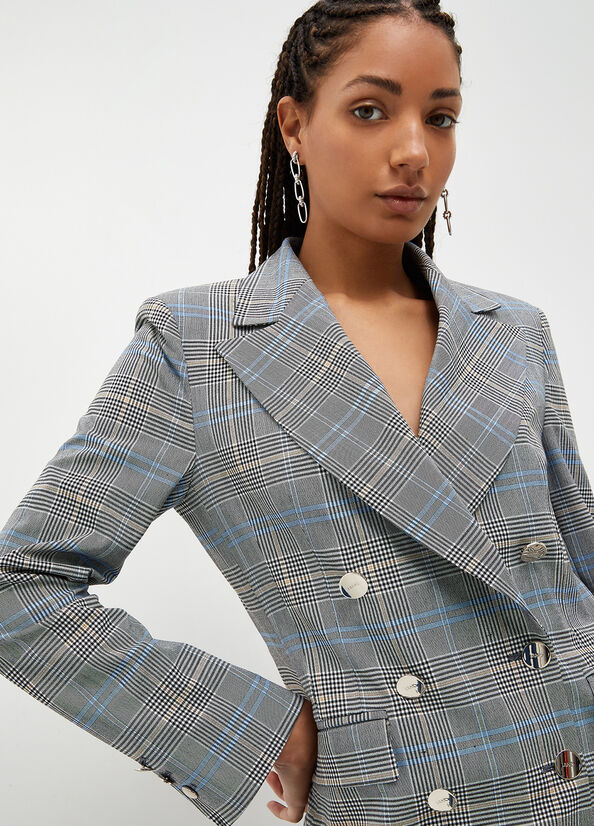 Giacca Liu Jo Glen Plaid Blazer Donna Grigie | SUA-574839