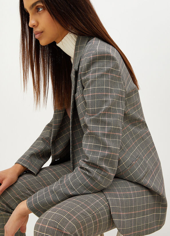 Giacca Liu Jo Glen Plaid Blazer Donna Grigie | WRK-163059