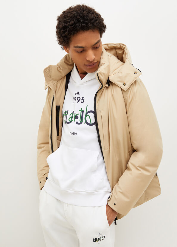 Giacca Liu Jo Imbottito With Hood Uomo Beige | OWU-483702