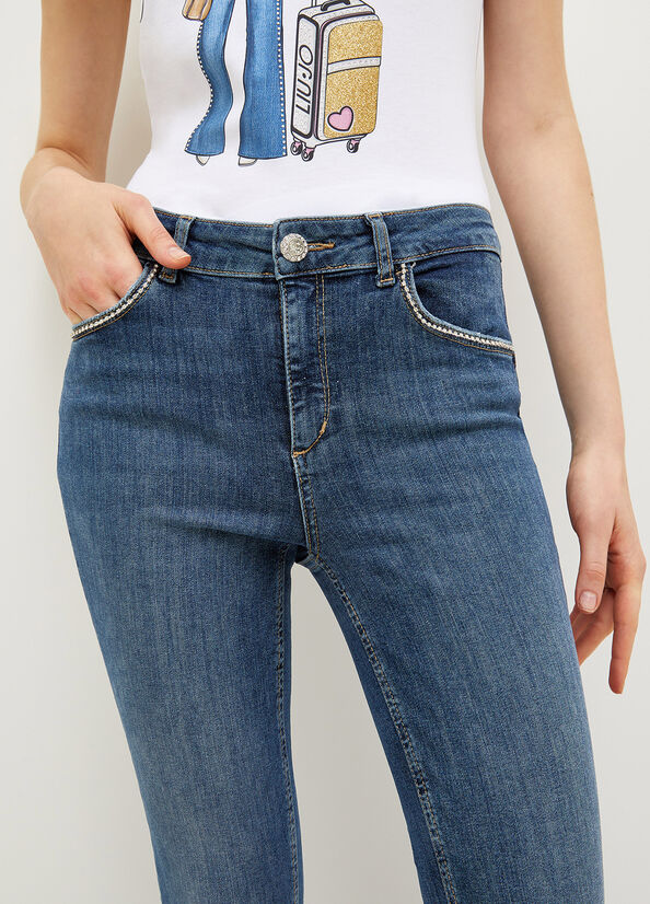 Jeans Skinny Liu Jo Bottom Up With Gemstones Donna Blu | BHZ-635489