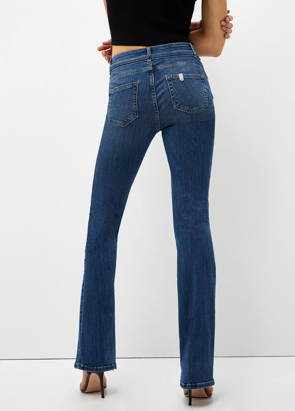 Jeans Straight Liu Jo Bottom Up Donna Blu Scuro | CXM-287691