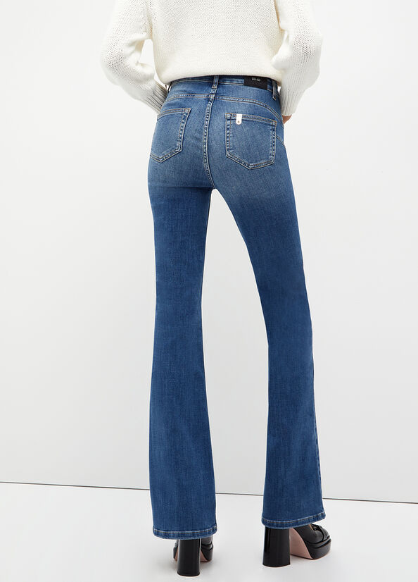 Jeans Straight Liu Jo Bottom Up Donna Blu Scuro | USA-956238