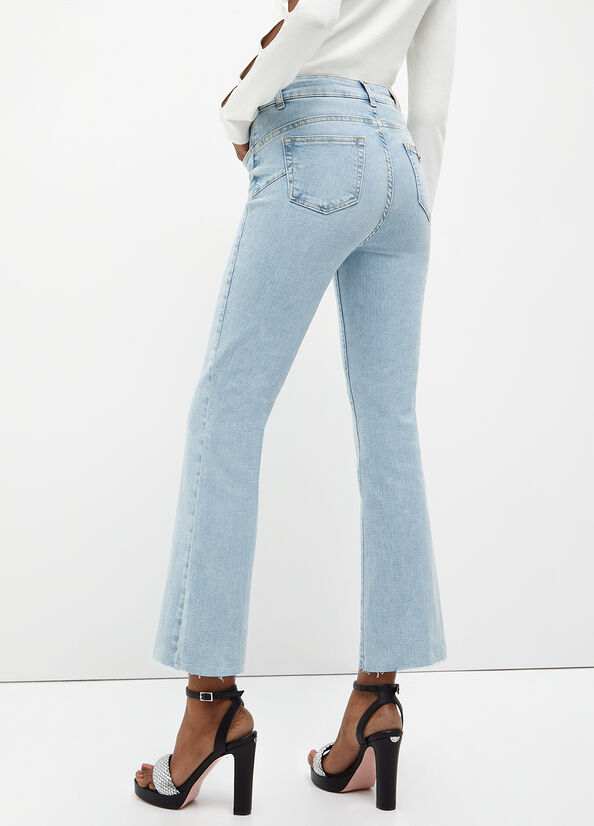 Jeans Straight Liu Jo Cropped Bottom Up Donna Blu Chiaro | JNP-826749