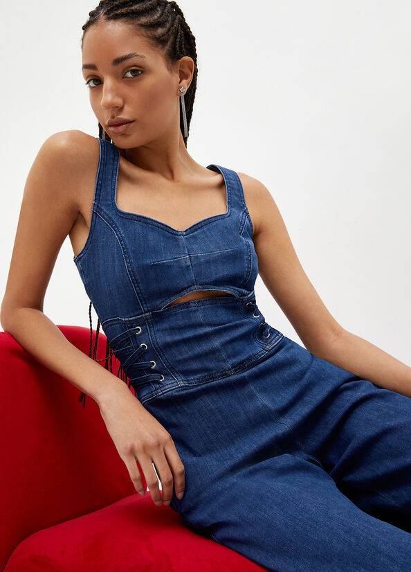 Jeans Straight Liu Jo Stretch Denim Jumpsuit Donna Blu | XZI-584270