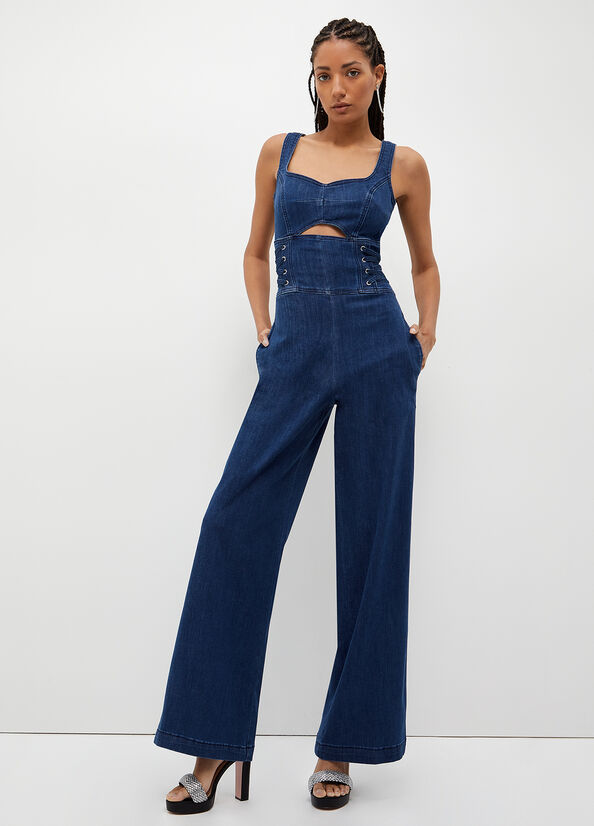 Jeans Straight Liu Jo Stretch Denim Jumpsuit Donna Blu | XZI-584270