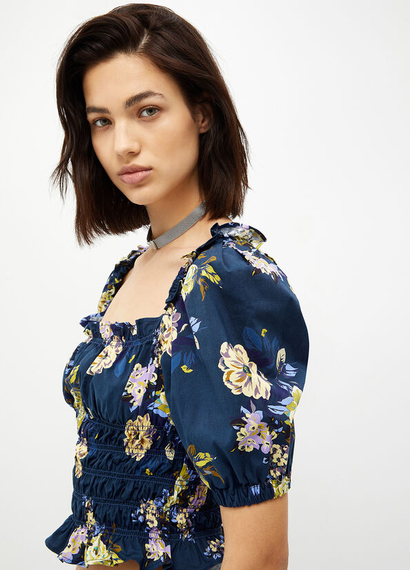 Magliette Liu Jo Floral Denim Donna Blu | THD-284690