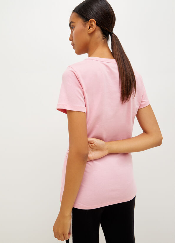 Magliette Liu Jo Jersey With Logo Donna Rosa | SPK-093761