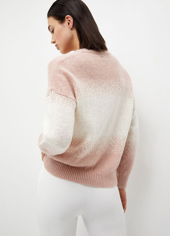 Maglioni Liu Jo Alpaca Blend Donna Rosa Bianche | DVJ-460518