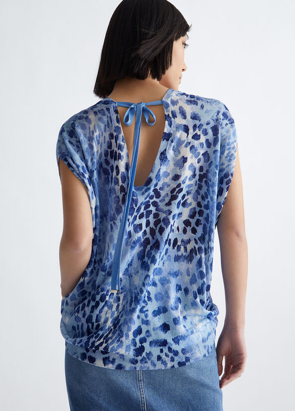 Maglioni Liu Jo Animal Print Donna Blu Chiaro | MLW-049217