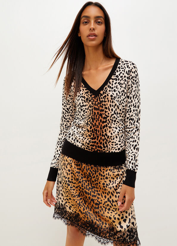 Maglioni Liu Jo Animal Print Donna Nere | FNI-037126