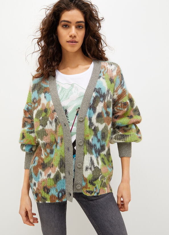 Maglioni Liu Jo Camou Jacquard Cardigan Donna Fiori | CQA-043216