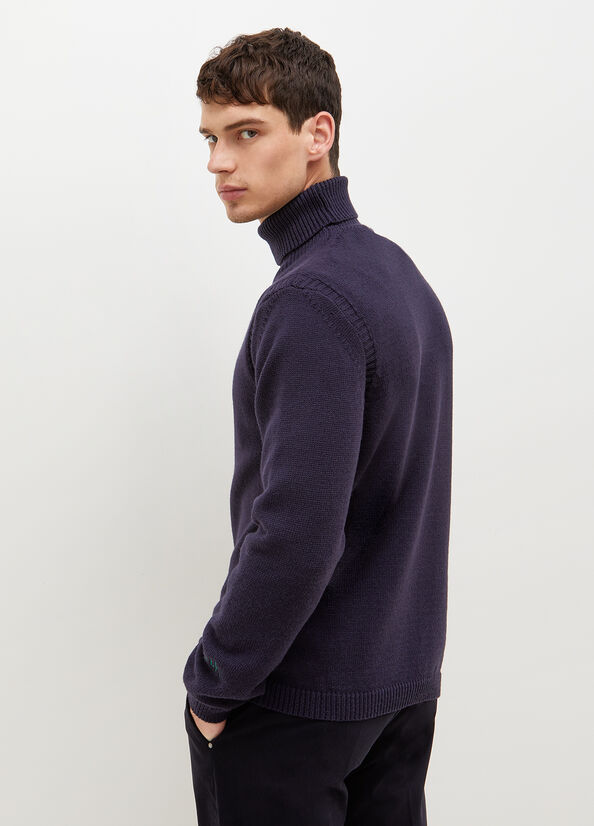 Maglioni Liu Jo Eco-Friendly Turtleneck Uomo Blu Scuro | MEF-197482