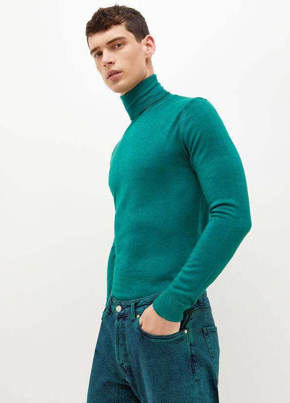 Maglioni Liu Jo Pure Turtleneck Uomo Verdi | NQK-358290