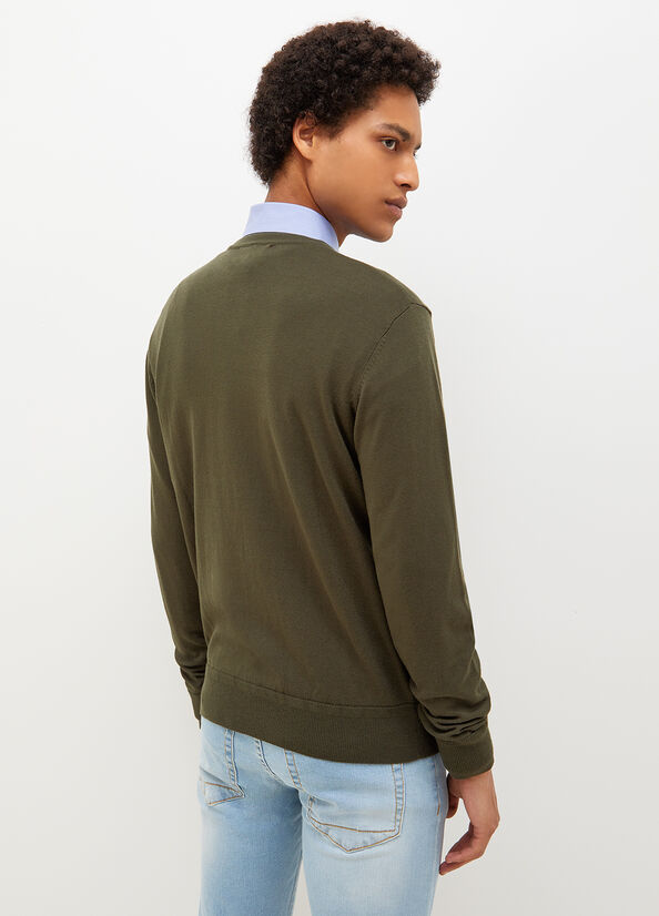 Maglioni Liu Jo V-Neck Pullover Uomo Verdi | KAR-726051