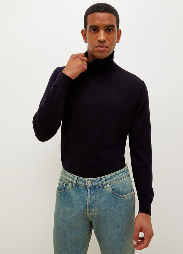 Maglioni Liu Jo Virgin Turtleneck Uomo Blu Scuro | EOL-872196