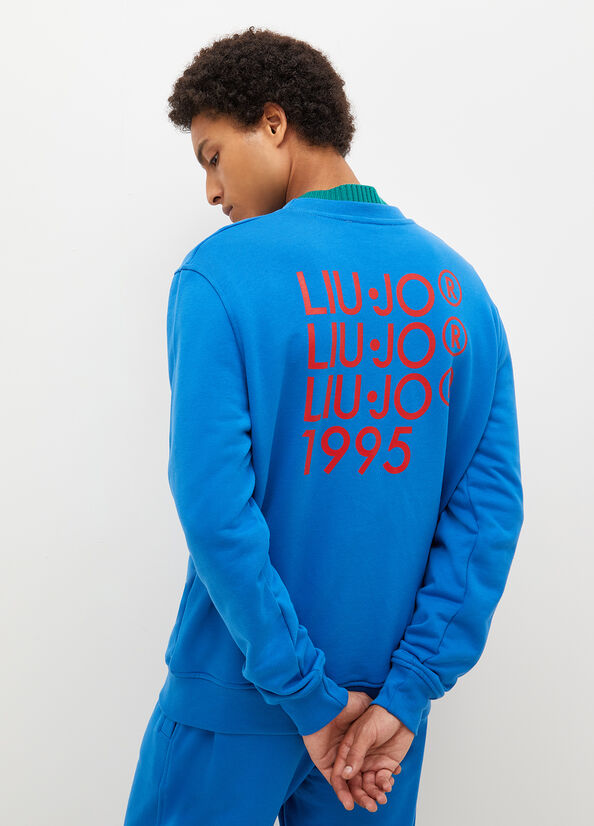 Maglioni Liu Jo With Print On The Back Uomo Blu Reale Blu | UCN-328705