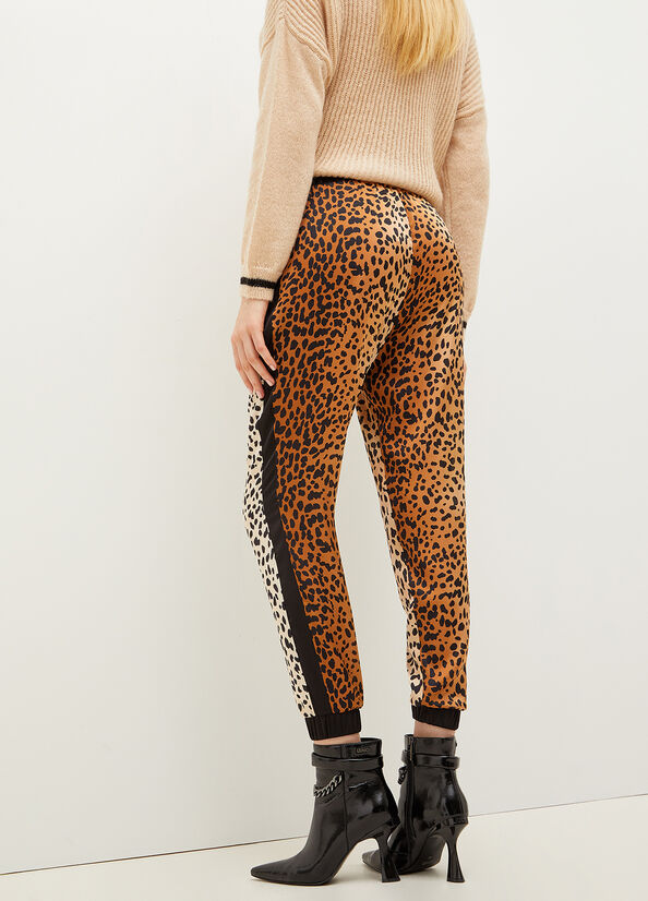 Pantaloni Liu Jo Animal-Print Jogging Donna Marroni | HVB-287496