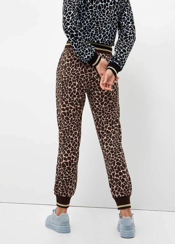 Pantaloni Liu Jo Animal-Print Jogging Donna Marroni | TNZ-275630