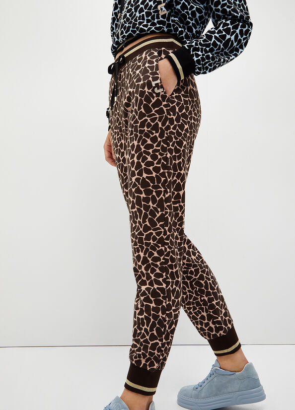 Pantaloni Liu Jo Animal-Print Jogging Donna Marroni | TNZ-275630